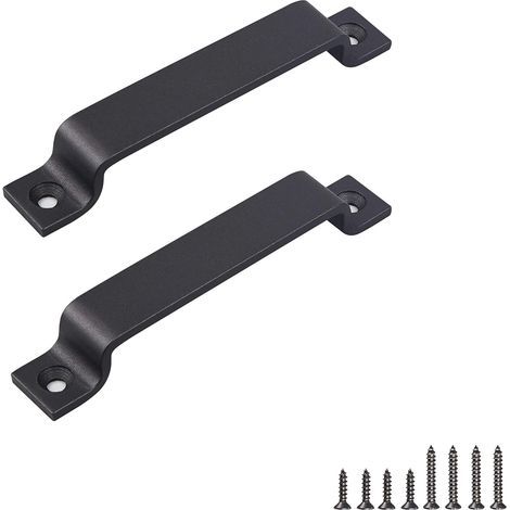 Scheunentürgriff, 2er-Set schwarze Türgriffe, 16,3 cm (6,4 Zoll), Schiebetürgriff für Schrank, Garderobe, Schublade, Garage, Gartenhaus – 2 lange Schraubensätze (1/5)