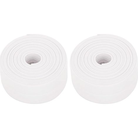 Packung mit 2 Rollen selbstklebender flexibler PVC-Sockelleisten – 38 mm x 3,2 m – für Küche und Bad – Weiß