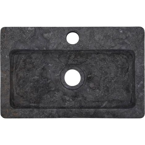 Bonnevie – Lavabo vasque à poser en marbre gris 38x24x6,5 cm – Bac à laver mural – Design moderne pour salle de bain - OIB1653E (1/5)