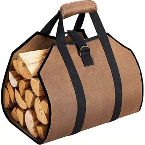 Sac à bûches imperméable 99x45.7cm – Toile résistante aux rayures – Transport et rangement bois extérieur – Poignées solides anti-dérapantes (1/5)