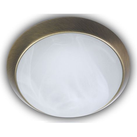 LED Deckenleuchte rund, Glas Alabaster, Dekorring Altmessing, Ø 40cm (1/4)