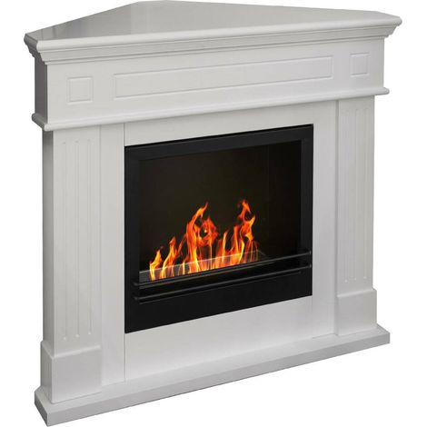 Dmora - Bioethanol-Kamin Dstrakosh, Ökologischer Kamin, Rauchfreies Feuer, Heizung mit Ethanol, Made in Italy, 63x110 h102 cm, Weiß