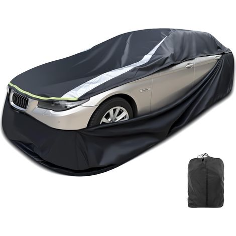 Bache Voiture Exterieur Entièrement Fermée pour 445-485cm  360° Tout étanche, Résistant au Vent, à la Poussière, Anti-UV et Anti-rayures, Oxford 420D, pour Berline À Hayon (1/5)