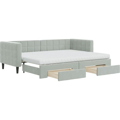 Maison Exclusive - Divano Letto Estraibile Cassetti Grigio Chiaro 80x200cm Velluto