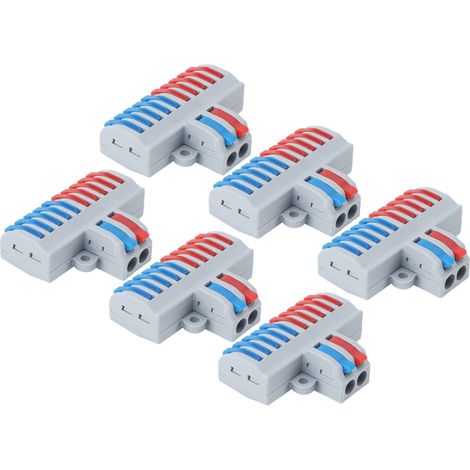 Connettore a leva 2 in 10 uscite, connettori elettrici a connessione rapida per illuminazione, 6 pezzi (1/5)
