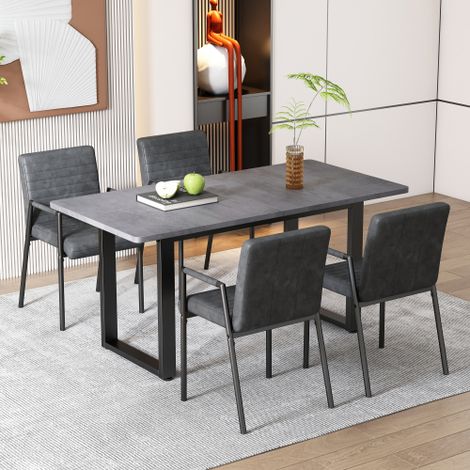Table à manger de style industriel, table rectangulaire, table basse ou d'appoint, table moderne minimaliste en fer — gris (1/5)