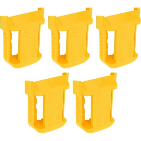 Support de fixation pour batterie lithium 18V Milwaukee M18, lot de 5 étagères jaunes avec fente de rangement (1/5)
