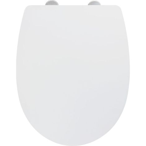 Abattant WC avec frein de chute – Thermoplastique blanc – Fixation inox Fix-Clip – Design ovale – 36,5x45 cm (1/5)
