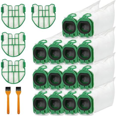 14 Sac Aspirateur, 4 Filtre Moteur, 2 Brosse Nettoyage, Compatible Vorwerk VB100 FP100 (1/5)