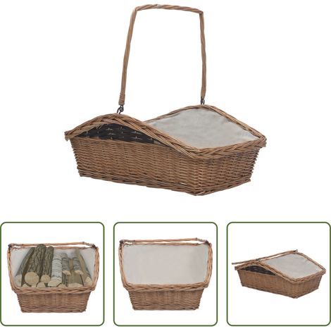 Panier à bois - Panier à bois de chauffage avec poignée 61,5x46,5x58 cm Marron (1/5)