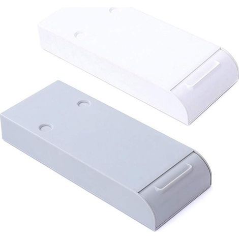 2 tiroirs en plastique autocollants cachés (blanc, gris)