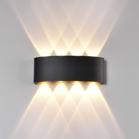 MINKUROW Außenwandleuchte 6 W LED Moderne Wandleuchten Wandbeleuchtung Schwarz Wandleuchten für Wohnzimmer Aluminium Außenwandleuchte für Veranda Innenhof Schlafzimmer (3000k) (1/5)