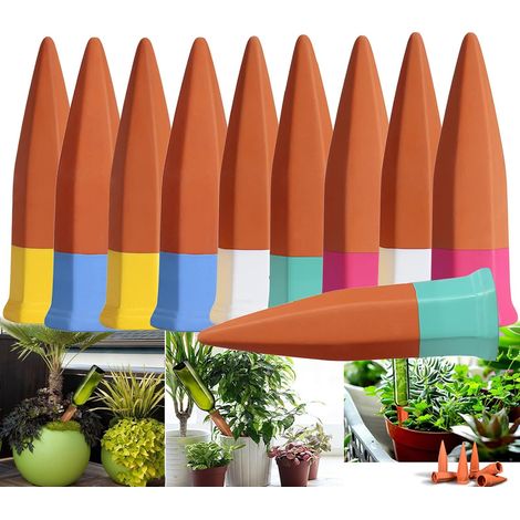 Sistema de riego por goteo automático de terracota de 10 piezas, para jardín/hogar, uso interior/exterior. (1/4)