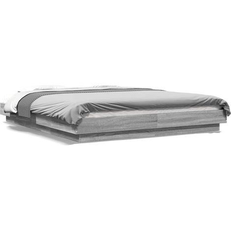 Maison Exclusive - Bettgestell mit LED Grau Sonoma 160x200 cm Hol