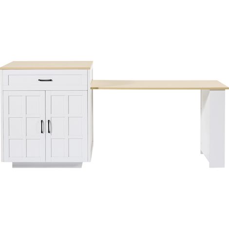 Mesa alta extensible con almacenaje 202 x 70 x 93,5 cm blanca MDF (1/5)
