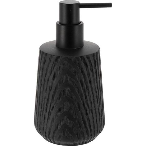 Distributeur a savon en polyresine effet bois 350ml - noir -