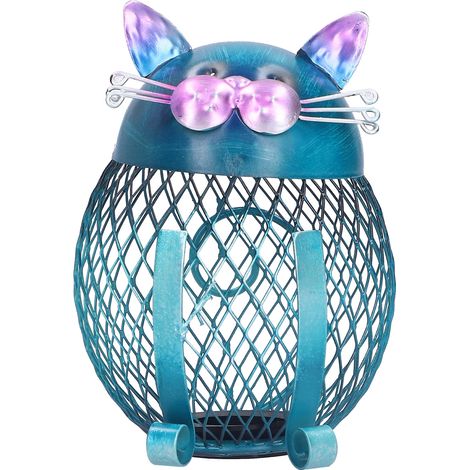 Tirelire chat décorative en fer forgé faite main, idéale comme cadeau d'anniversaire (1/5)