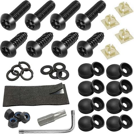 Kit de vis pour plaque d'immatriculation, boulons et accessoires de fixation pour plaque d'immatriculation (noir) (1/5)