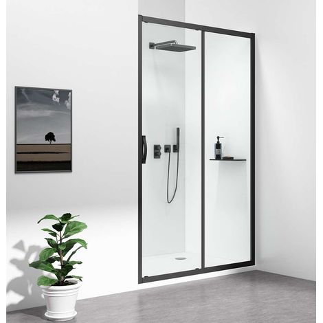 Gelco Sigma Simply - Puerta de ducha de 100 cm, cristal transparente/negro GS1110B (1/5)