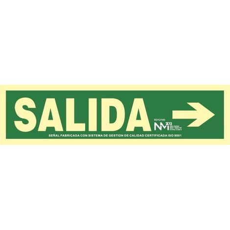 Señal Salida Derecha PVC 10.5x42cm  Verde (1/2)