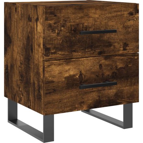Mesita de noche con cajones 40 x 35 x 47,5 cm madera de ingeniería marrón y hierro DEC033574