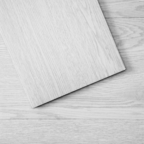 Dalles de sol vinyle autocollantes 91,4x15,2 cm imitation bois gris clair pour cuisine, salle à manger, chambres et salles de bain faciles à poser (1/5)