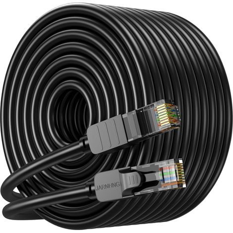 Câble Ethernet 50M Cat 6, Câble Internet Haute Vitesse 10gbps, Cordon de Raccordement Lan RJ45 Noir, Câble Ethernet Long Pour Jeux, Ordinateur, Télévision (Complet) (1/5)