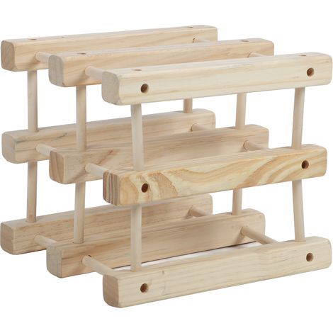 Casier à vin en bois modulable empilable, support à vin autoportant pour cuisine bar plan de travail, 6 bouteilles (1/5)