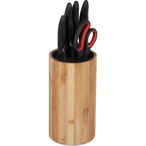Bloc Bambou Non Garni, Porte Bois, Rangement Universel 10 Couteaux 23x12,5cm, Nature (1/5)