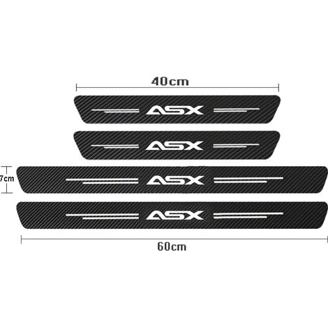 (4 pièces pour ASx) Seuil de porte de voiture Mitsubishi ASX 2010-2023,autocollants en fibre de carbone pour coffre et pare-chocs arrière,accessoires auto (1/3)