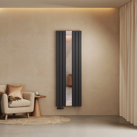 EMKE Heizkörper 180x60.8cm 1788W mit Spiegel Flach Badheizkörper Doppellagig Seitenanschluss Anthrazit 2-in-1 Garderobenspiegel & Heizung (1/5)
