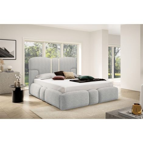 Polsterbett Schlafzimmerbett JORDAN 120x200cm Komplettset in Stoff Doha Hellgrau