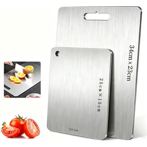 Titan Schneidebrett, 2er-Pack Edelstahl-Schneidebretter, doppelseitig verwendbares Qualitätsbrett (1/5)
