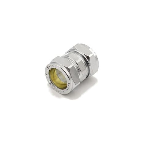 PrimaPlus Chrome Brass Compression Coupling 22mm  WRAS Approved (1/2)
