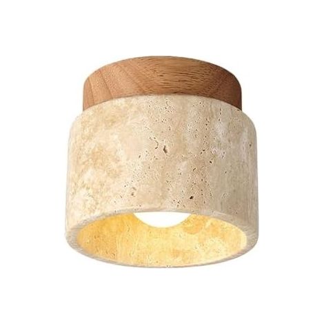 Plafonnier en bois, marbre et pierre, style moderne du milieu du siècle, semi-encastré, petit plafonnier de couloir, style ferme vintage, idéal pour une entrée, un porche, un couloir (1/5)