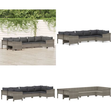 7-tlg. Garten-Lounge-Set mit Kissen Grau Poly Rattan - Gartenloungeset - Outdoor Möbel - Loungemöbel - Gartenmöbel - Rattan Gartenmöbel - Home & Living (1/5)