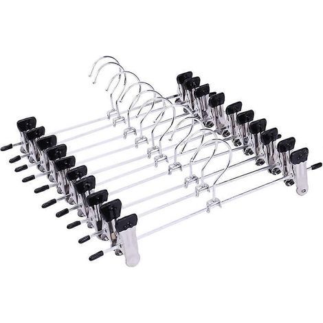 Lot de 10 cintres antidérapants en acier inoxydable avec pinces pour sécher les vêtements (noir)-28.00X7.50X2.00CM (1/4)