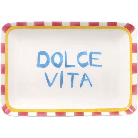 Tognana Piatto Rettangolare Dolce Vita 23 x 16 Cm Viva L'Italia New Bone China Multicolor