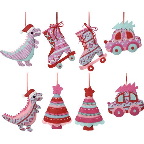 Decoris Weihnachtskugel aus Filz Ornamente 12 cm 8-fach sortiert Kugel