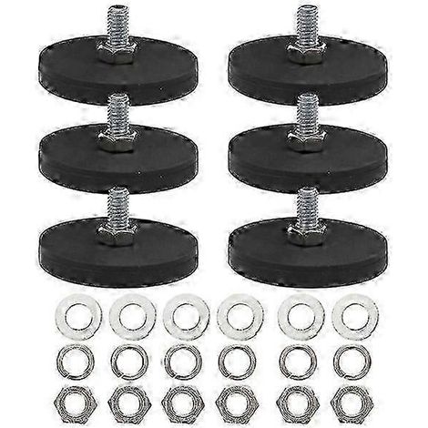 6-teiliges Magnet-Autohalterungsset: Runde Magnete mit gummierter Kennzeichenhalterung – Starke Magnete für sicheren Halt Schwarz 4,3 x 4,3 x 2,2 cm (1/3)