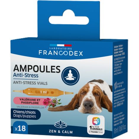 Ampoules Anti-Stress 18 x 1 ml Pour Chiots et Chiens - Francodex (1/2)