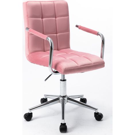 Fauteuil pivotant N-15 en velours rose (1/4)