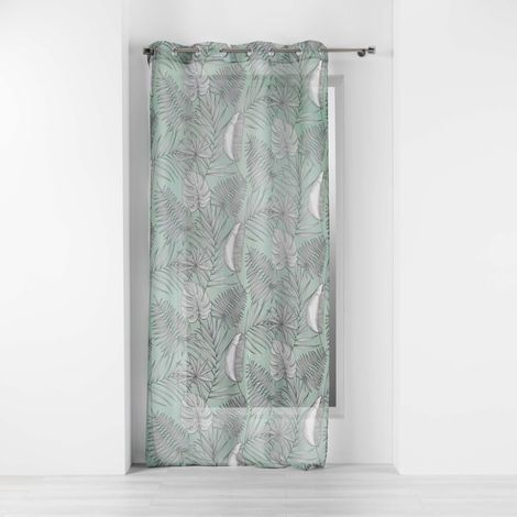 Voilage a oeillets 140 x 240 cm voile sablé imprimé Majolica Menthe (1/3)