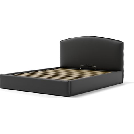 letto matrimoniale contenitore "moon" in ecopelle nero 160x190 cm (1/4)