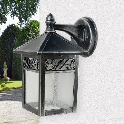 Außenleuchte Rustikal Wandlampe Schwarz IP44 Gartenlaterne E27 Wandleuchte Haus Hof (1/2)