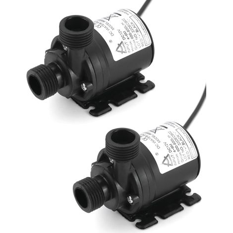 2 Pièces Pompe à Eau 12V 800L/H, Submersible Sans Balai, Pour Fontaine Piscine Aquarium Étang