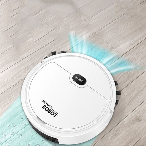 Aspirateur robot USB intelligent 3 en 1 : aspiration, balayage et lavage automatiques, idéal pour les petits appartements (blanc). (1/5)