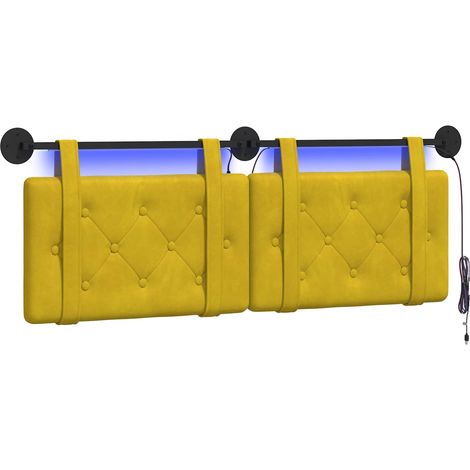 Testiera  Testata del letto sospesa Con luce LED Giallo Velluto (1/5)