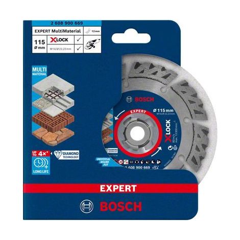 Expert MultiMaterial X-LOCK Diamant-Trennscheibe 115 x 2223 x 24 x 12 mm  BOSCH 2608900669