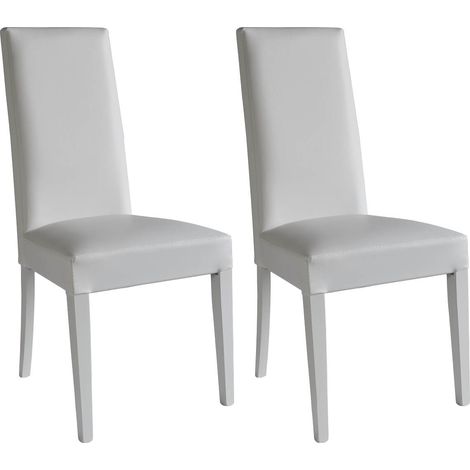 TORINO - Lot de 2 Chaises Simili Blanc et Pieds Laqués (1/2)